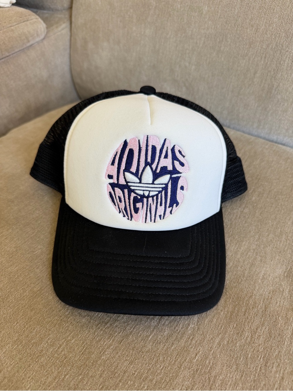 Adidas Black Mesh Trucker Hat with Logo Patch